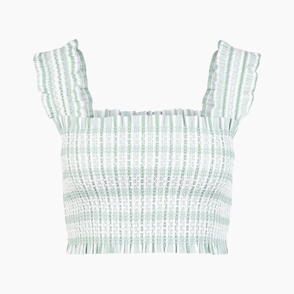 Hill House Home The Azalea Nap Top - Apple Green Stripe Size SApple Green Stripe - Picture 1 of 3